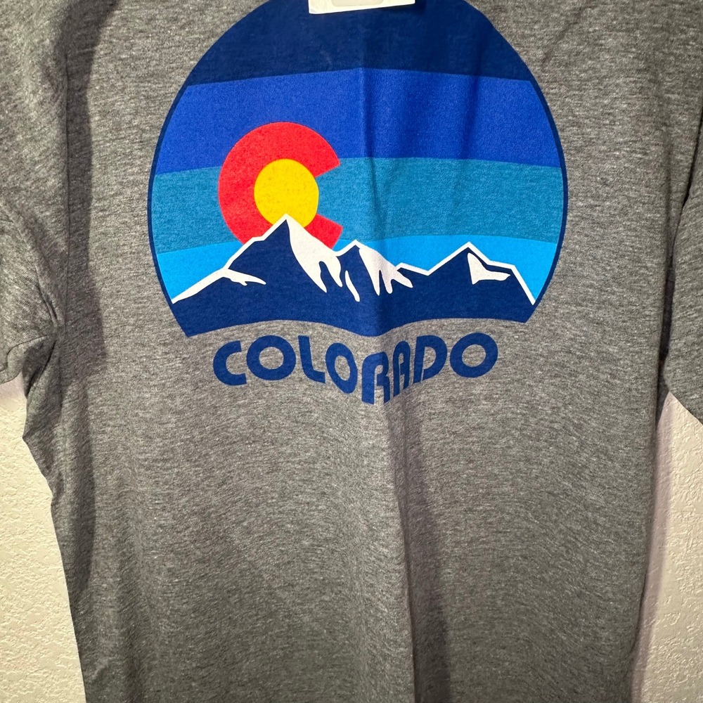 Next Level Womens Colorado Mountain Sun Graphic T Shirt Tee Gray Large - Picture 2 of 4